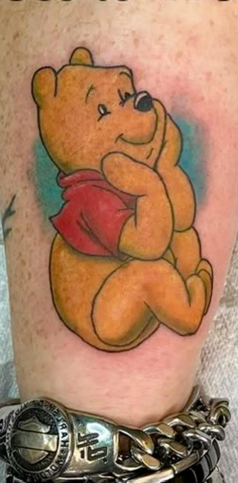 New school colour Winnie the Pooh cartoon tattoo, N9 Tattoo Studio, Edmonton
